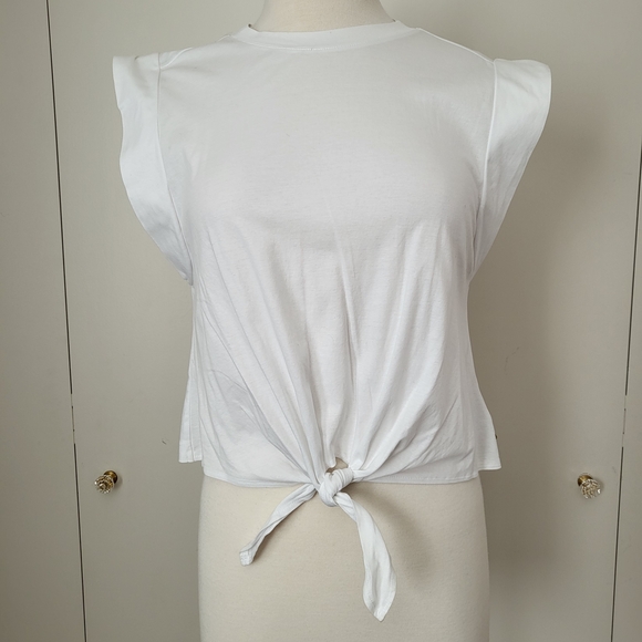 Scotch & Soda Tops - Scotch & Soda Relaxed-Fit Knotted White T-Shirt Small